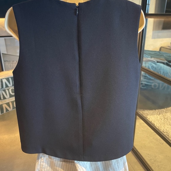 Navy, lined, polyester flared cropped top - Picture 5 of 6